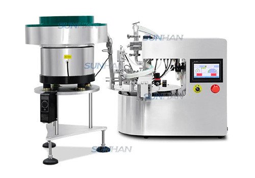Automatic Gear Pump Rotary Standup Spout Pouch Liquid Filling Capping Machine With Vibratory Bowl Sorter