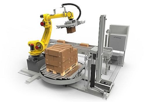 RPW Series Automatic Robot Palletizer with Stretch Wrapper